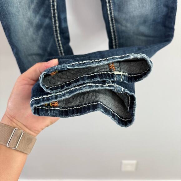 Rock Revival | Womens Yadra Straight Stretch Jean Dark Wash Embellished Denim 26 - Picture 3 of 10